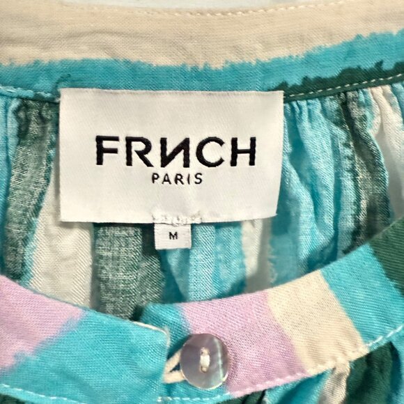 FRNCH Paris Corrynn Blue,‎ Green, Pink, Cream Striped Blouse Size M - Picture 4 of 8